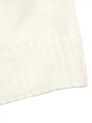 Cream knit sweater with ribbed hem detail