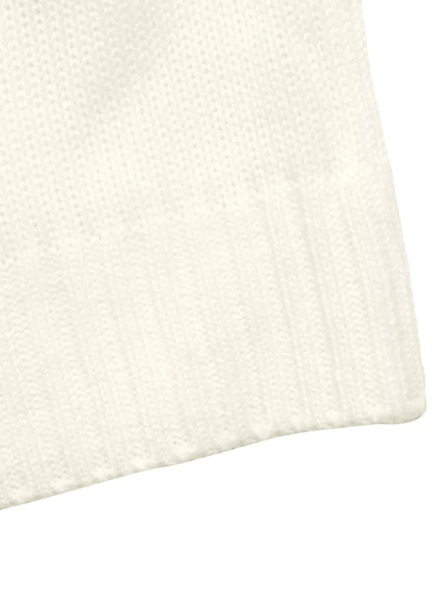 Cream knit sweater with ribbed hem detail