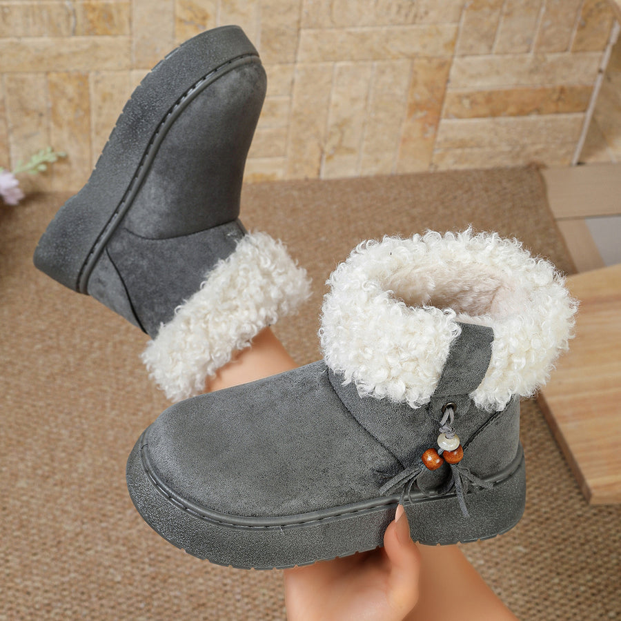 Round Toe Platform Boots Style 10600126322 in Gray with round toe