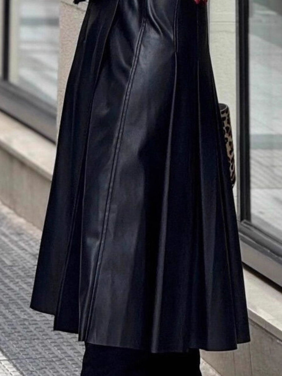 black midi skirt with midi and wrap