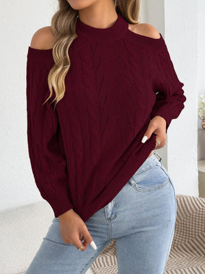 pullover sweater in Orange with mock neck and long sleeve
