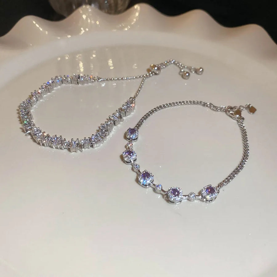ACCESSORIES in purple with zircon embellishment and wrist-length