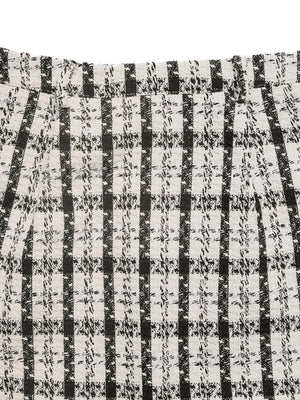 midi skirt in off-white with high-waisted and midi