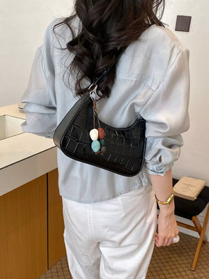 shoulder bag featuring crocodile-embossed in black with PU Leather Imported Size &amp texture