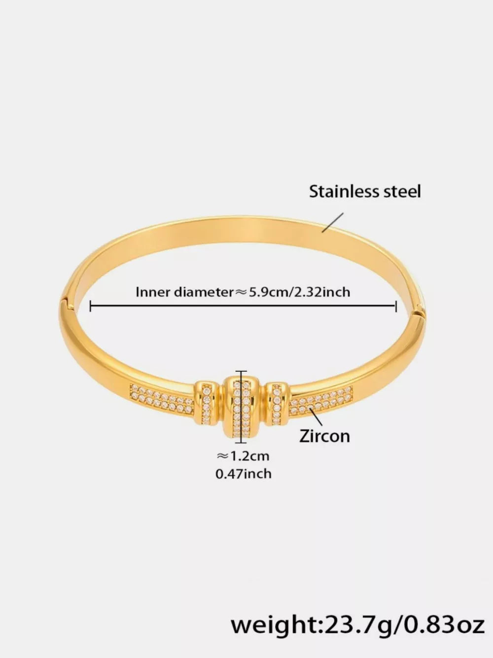 18K Gold-Plated,Stainless Steel,Zircon Care instructions: 1 bracelet in Style C with bangle silhouette