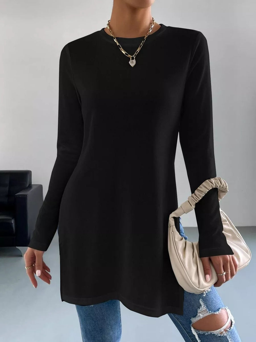 Long Sleeve Side Slit T-shirt option 9