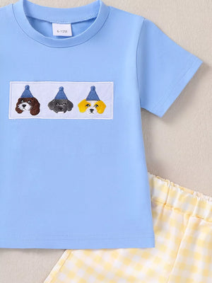 Children's Puppy Round Neck Tee And Shorts Set option 4