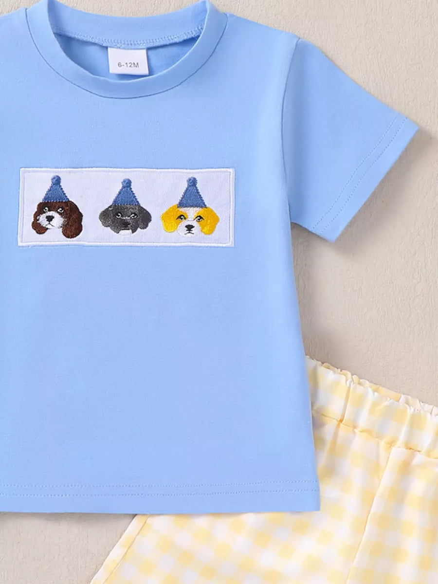 Children's Puppy Round Neck Tee And Shorts Set option 4