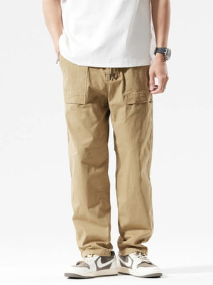 Khaki Men's Casual Cargo Pants Plus Size