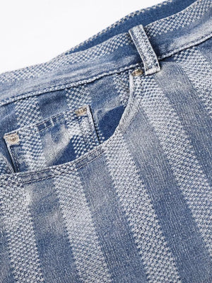Men's Stripe Wide Leg Denim Capris option 6