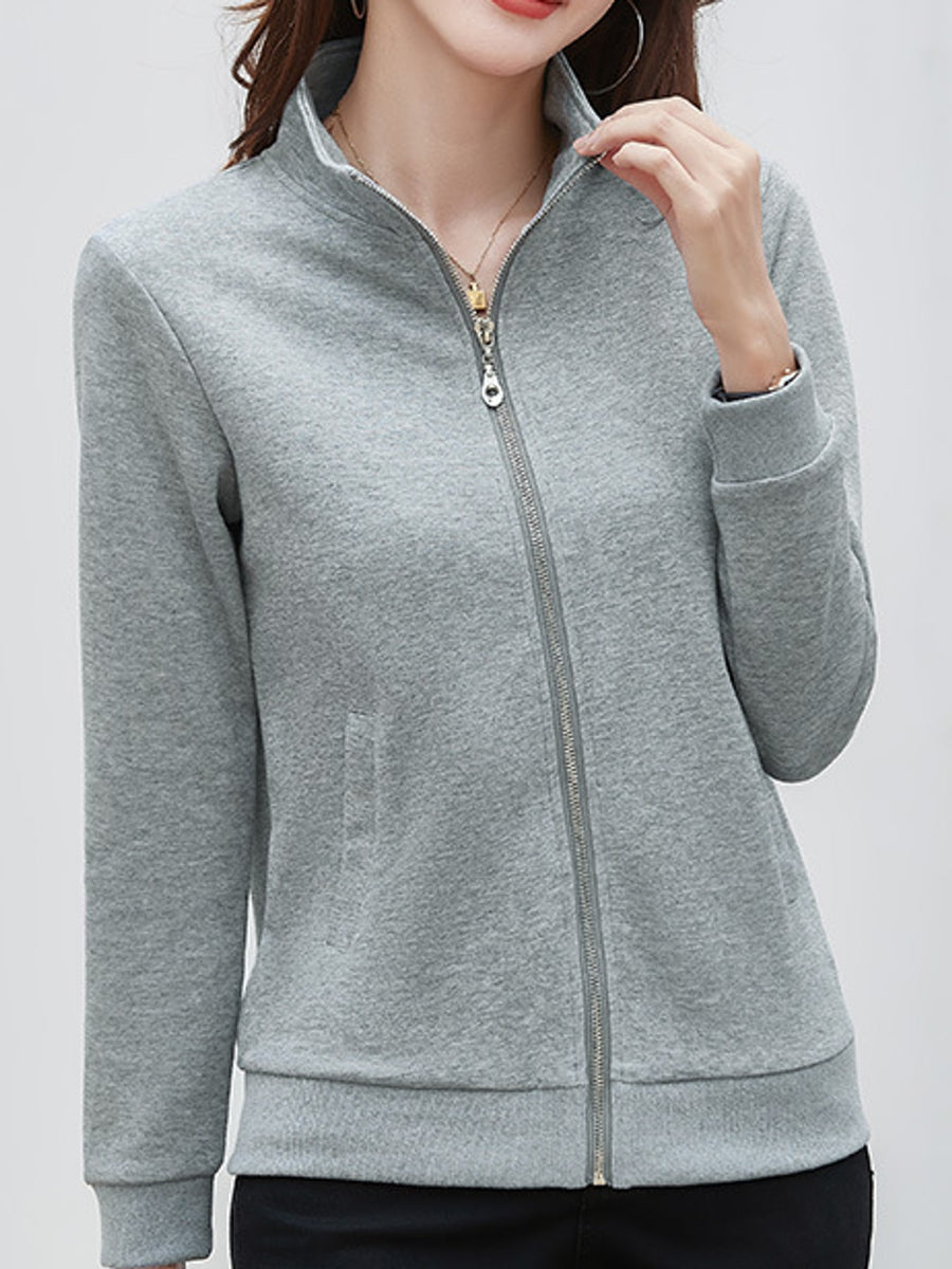 sweatshirt in Pink with zipper and hip-length