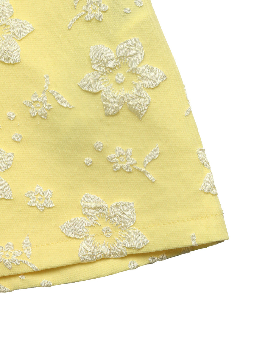 Textured Cropped Dress And Cardigan Set in Yellow with two-piece set