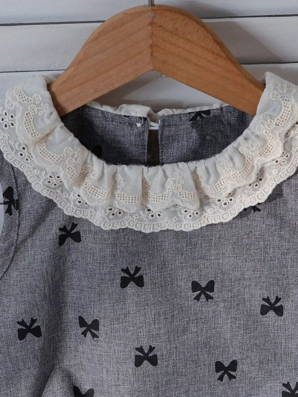Children's Bow Print Lace Trimmed Top And Skirt Set in this colorway