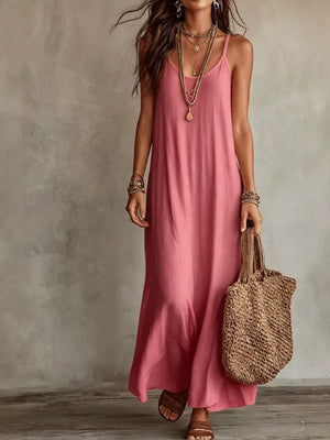 Light Blue loose maxi dress with scoop neck