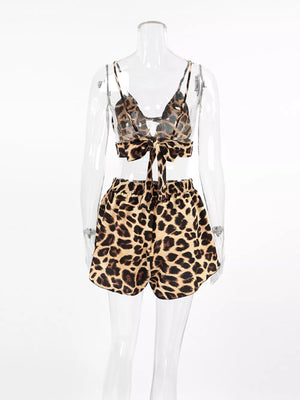 tan relaxed lounge set with v-neck