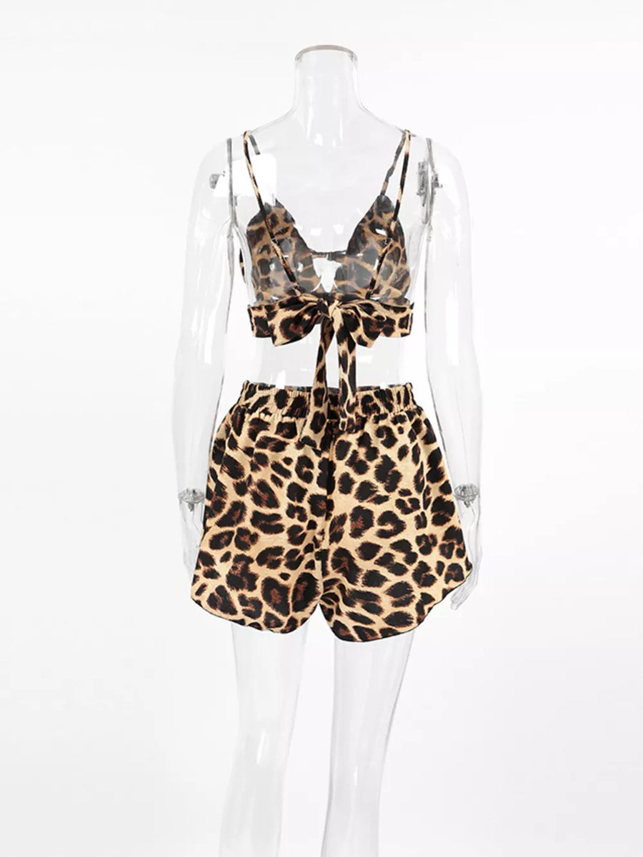 tan relaxed lounge set with v-neck