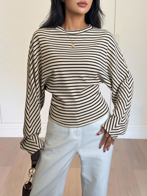 black t-shirt with striped and crew neck