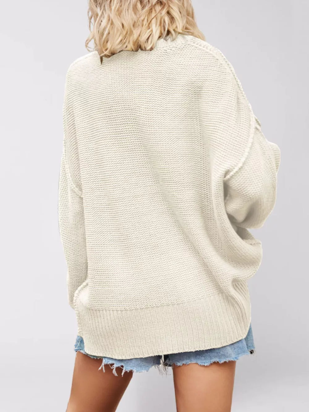 classic v-neck sweater in Apricot with v-neck