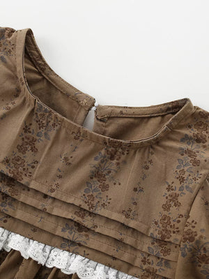 Children's Vintage Floral Puff Sleeve Dress option 3