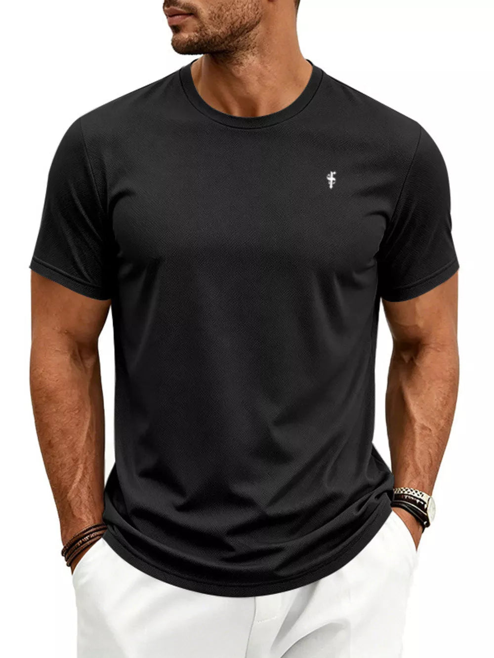 Black Men's Classic Fit Crew Neck T-shirt Plus Size