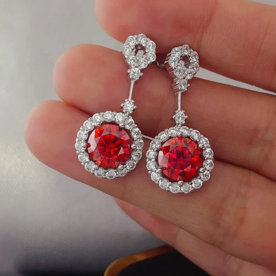 Platinum-Plated,925 sterling silver,Moissanite,Zircon (accent stones) Carat weig earrings in silver with drop silhouette