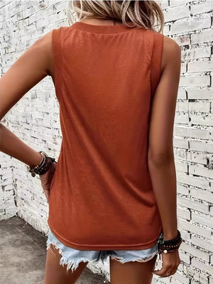 Dark Blue V-neck Ribbed Trim Tank