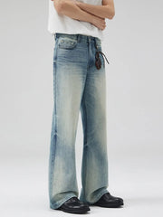 Men's Vintage Wash Flare Jeans Plus Size in Sage