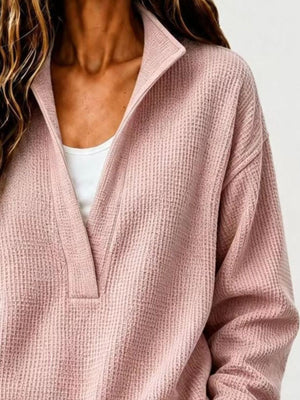sweatshirt in White with waffle-knit and waffle-knit