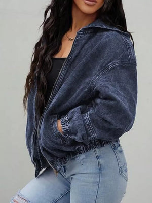 charcoal oversized denim jacket with hooded