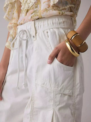 cargo pants in Matcha Green with high-waisted and full-length