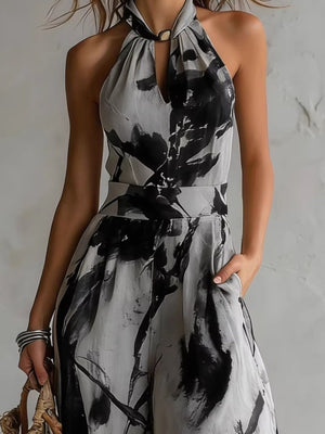 jumpsuit featuring abstract in Burnt Coral with 100% polyester Care instructions: Machine wash cold texture