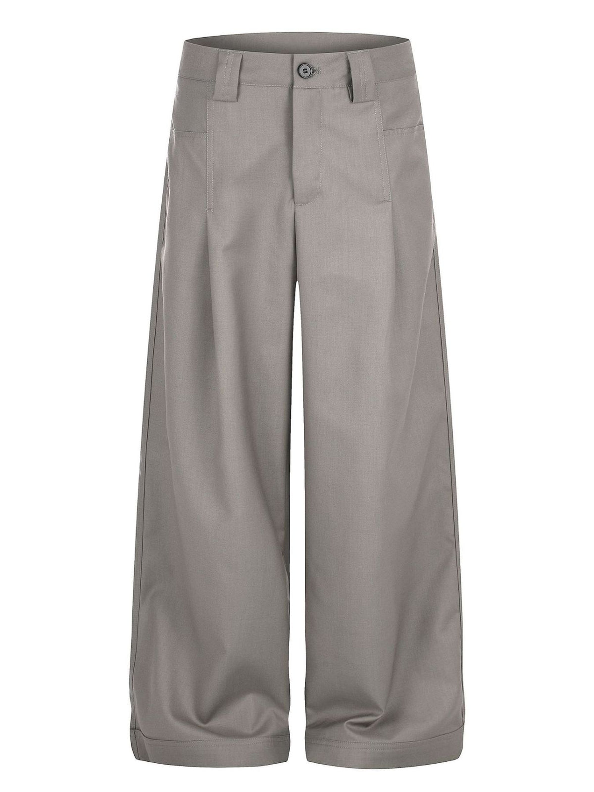 wide-leg pants in slate gray featuring adjustable and flared fit