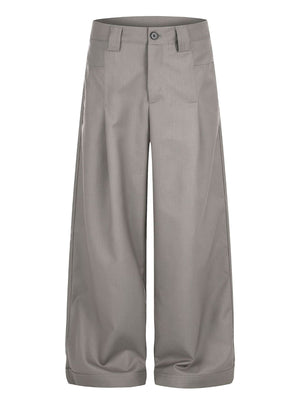 wide-leg pants in slate gray featuring adjustable and flared fit