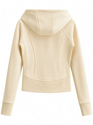 Cotton and spandex blend with at least 90% but less than 95% cotton zip hoodie in Charcoal Gray with slim silhouette