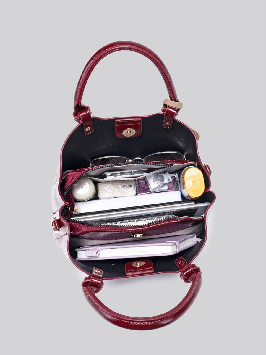 burgundy handbag
