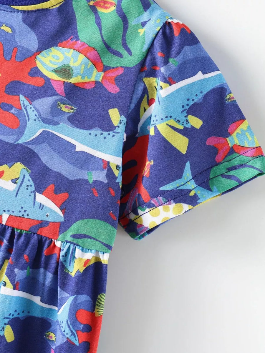 Children's Marine Life Print A-line Dress option 4