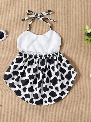 Black Children's Halter Neck Cami And Denim Shorts Set