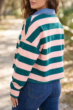 Stripe Quarter-zip Metal Zipper Top in this colorway