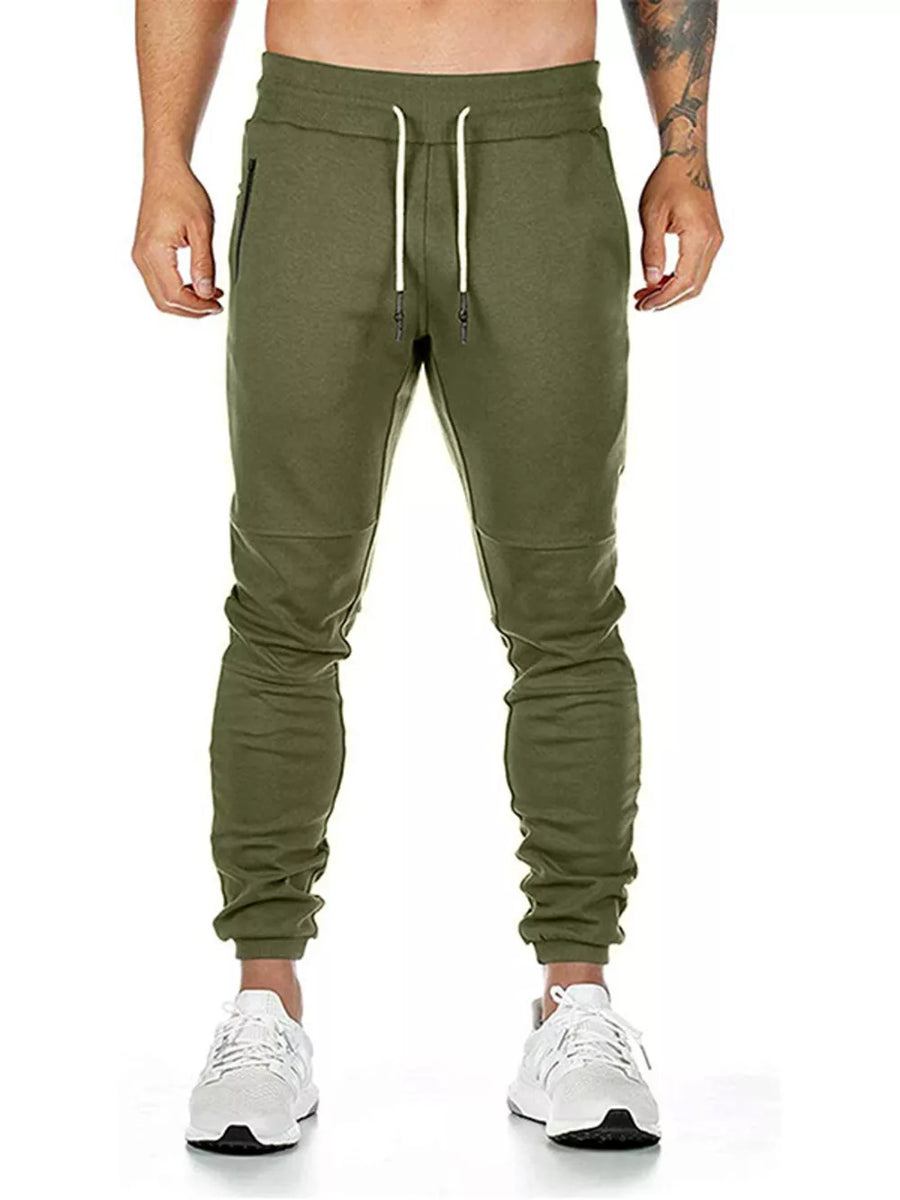 Men's Drawstring Slim Fit Joggers in Green