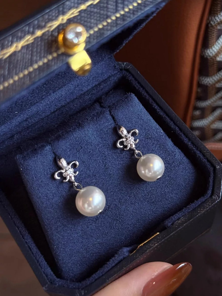 silver earrings with short drop and post back