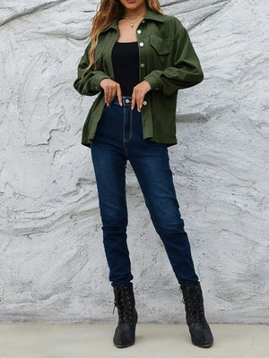 Corduroy Button-down Shirt With Chest Pockets option 9