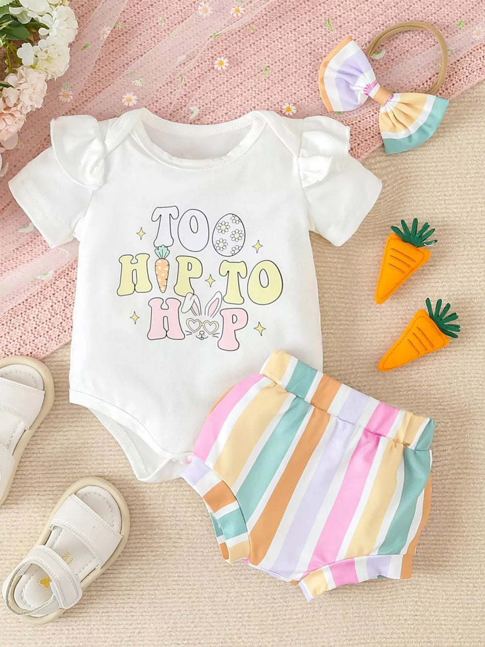 Children's Ruffled Short Sleeve Bodysuit And Shorts Set in this colorway