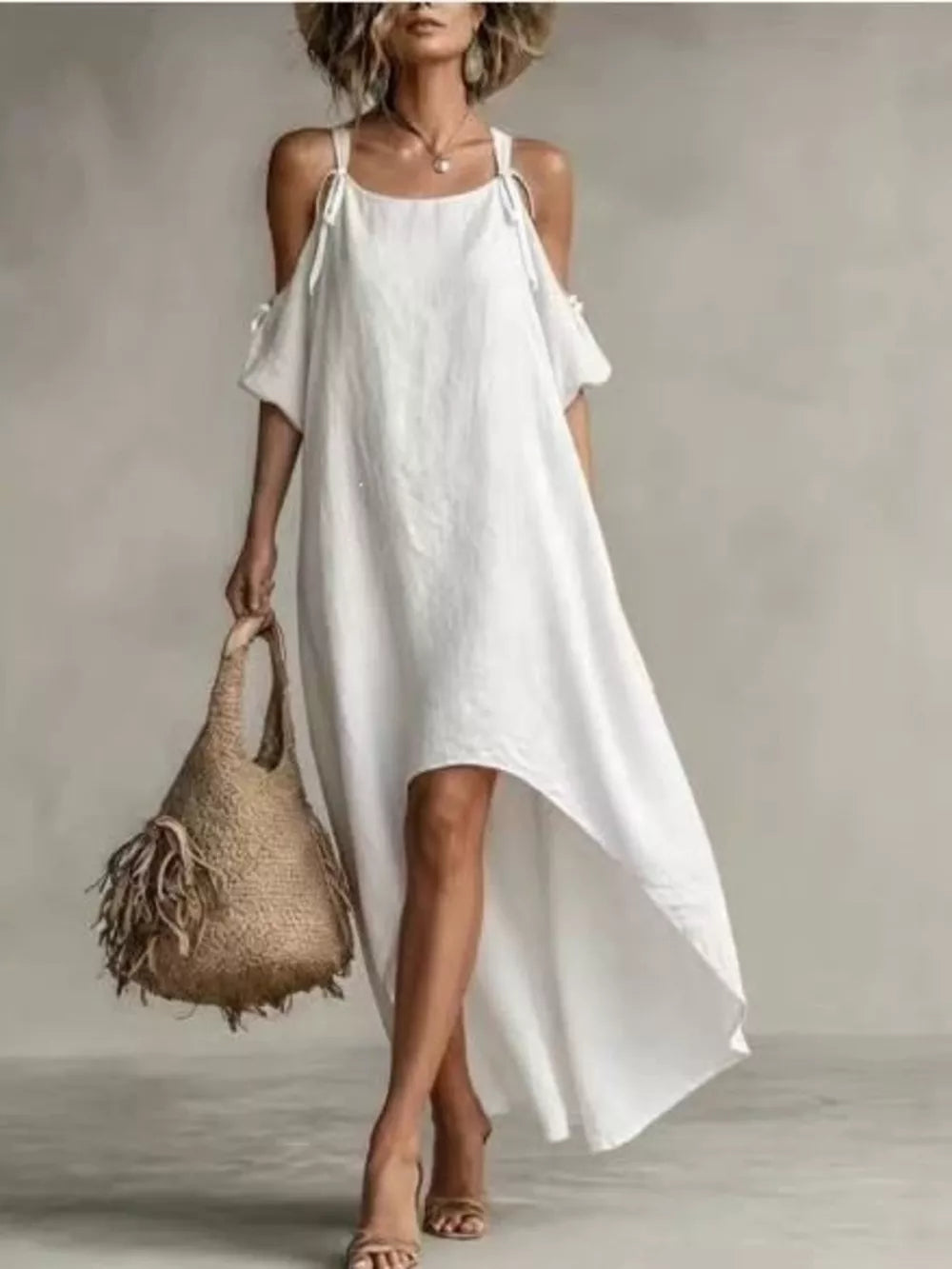 High-low Cold Shoulder Maxi Dress in Orange