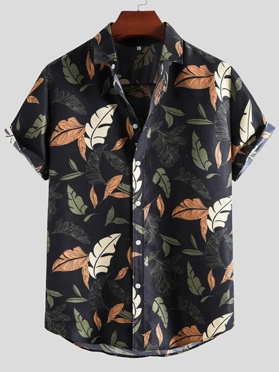 Watermelon pink Men's Full Size Printed Button Up Shirt