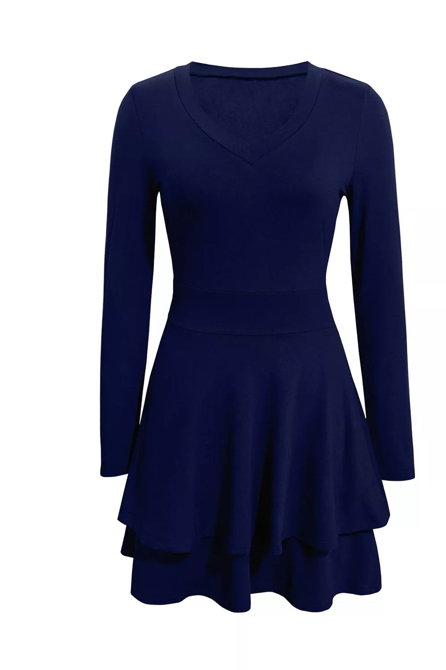 Layered Long Sleeve V-neck Mini Dress, view 12