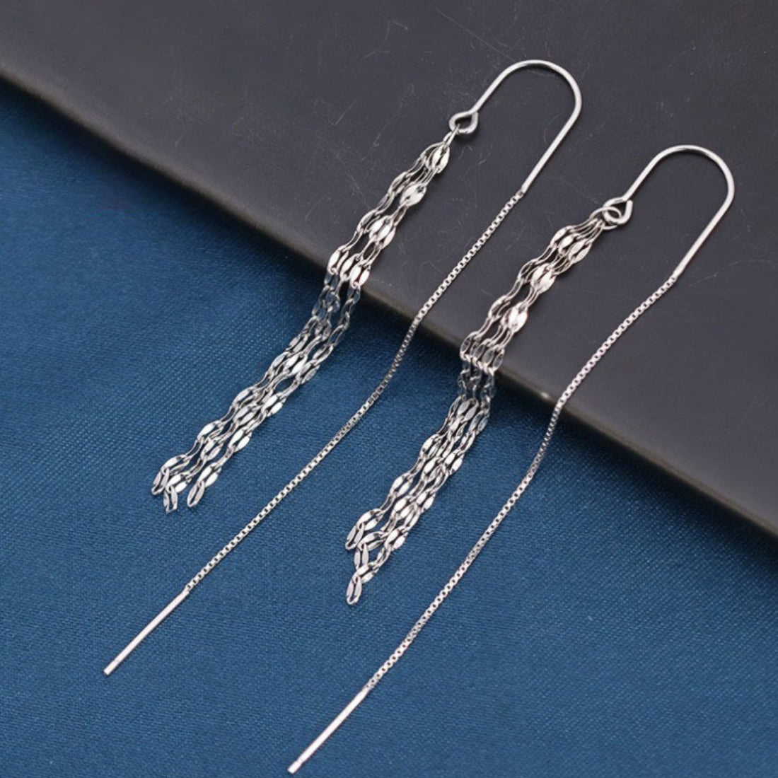 earrings in silver featuring dangle and straight fit