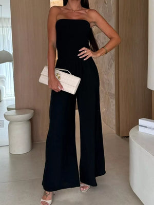 bohemian jumpsuit in Khaki with strapless