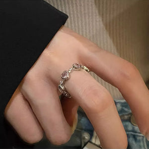 ring featuring heart motif in pink with Platinum-Plated,925 sterling silver,Zircon Care instructions: Avoid wearing duri