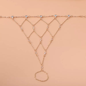 Elegant 18k Gold-plated Chain Bracelet With Rhinestones in Gold