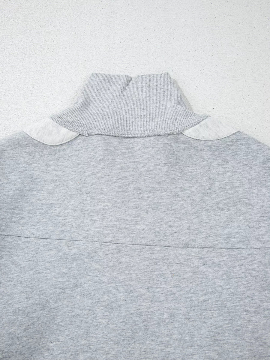 Half Zipper Collared Drop Shoulder Sweatshirt option 5
